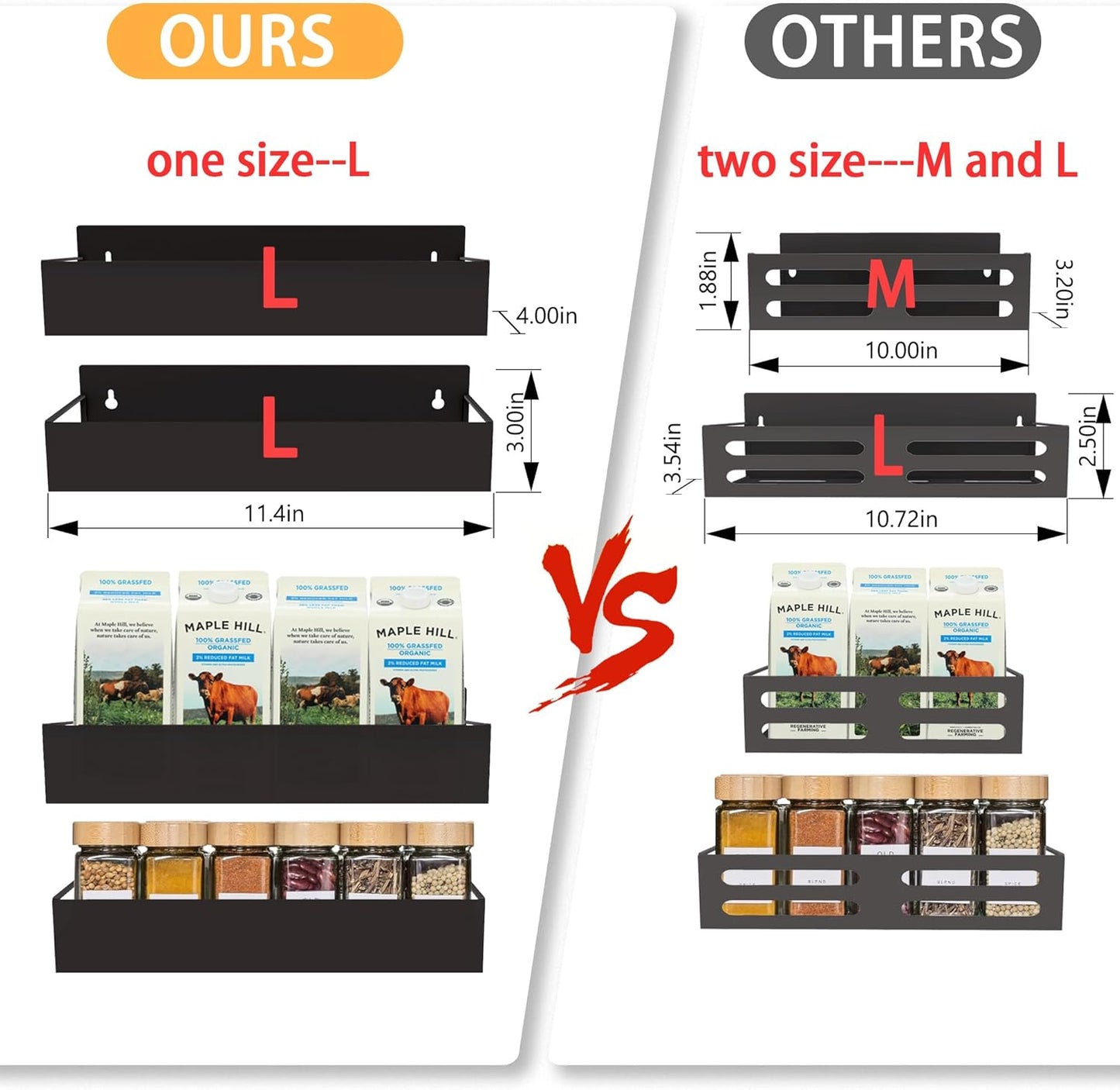 Magnetic Spice Rack Organizer for Fridge Seasoning Organizer for Kitchen storage with Screw or