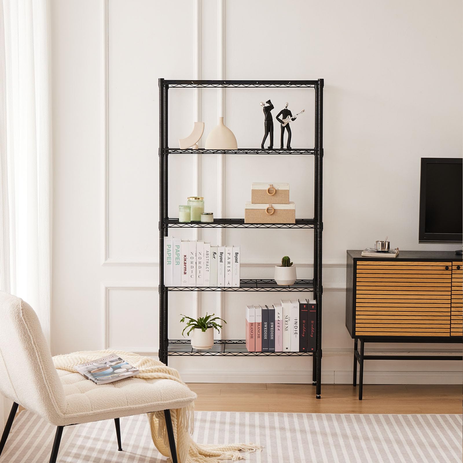 HealSmart 5-Tier Metal Wire Storage Shelves, Adjustable Standing Storage Rack Shelf, Heavy Duty