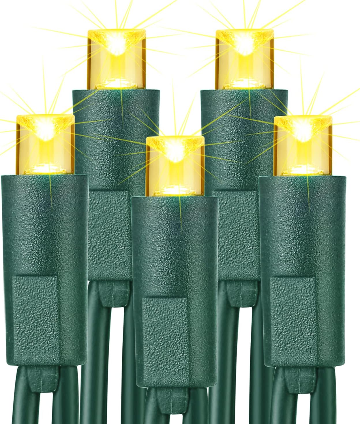 Brizled 33ft 100 LED Christmas Tree Lights - Steady On Only, 5mm Wide Angle, Connectable 120V UL