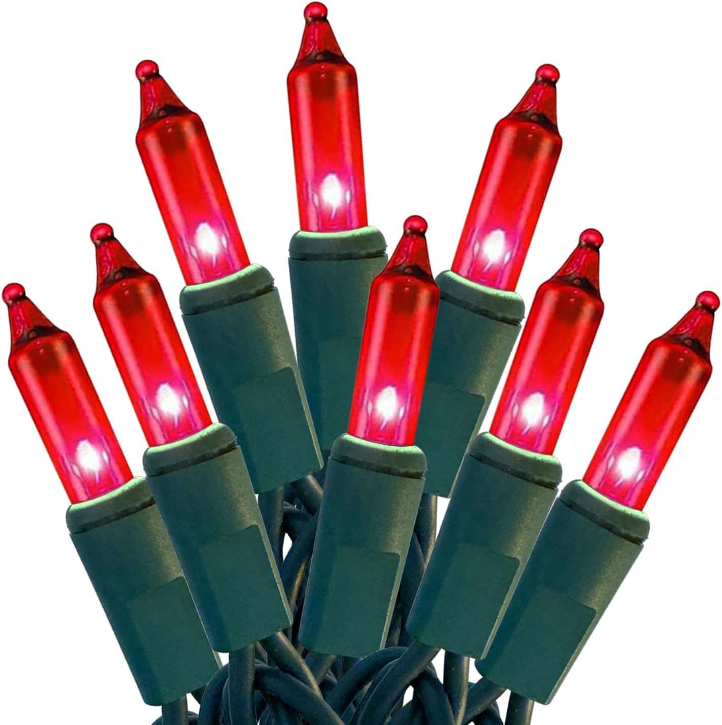 HISHINY Christmas Lights 100 Count Red Christmas Tree String Lights with Green Wire for Outdoor