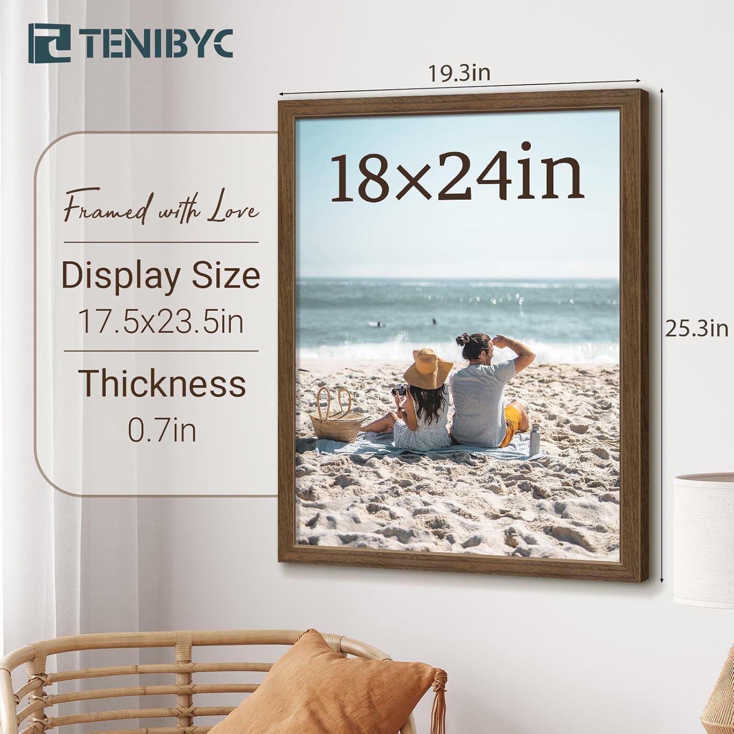 18x24 Poster Frame 3 Pack - Brown Woodgrain, Wood Picture frame, Gallery Picture Frame - Wall