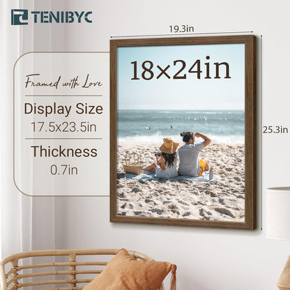18x24 Poster Frame 3 Pack - Brown Woodgrain, Wood Picture frame, Gallery Picture Frame - Wall