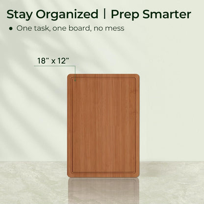 Extra Large Bamboo Cutting Board for Kitchen - 18 Inch Wood XL Cutting Boards with Juice Groove and