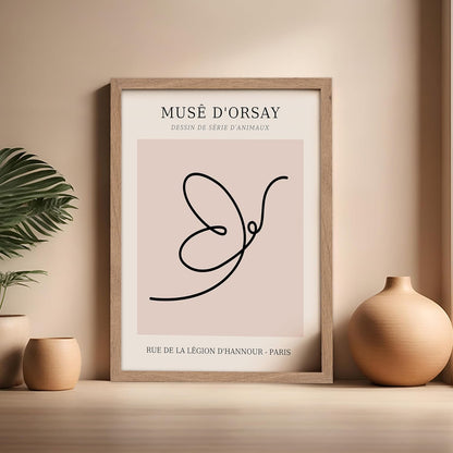 Poster Master Vintage Poster - Retro One Line Butterfly Drawing Print - Butterfly Line Art