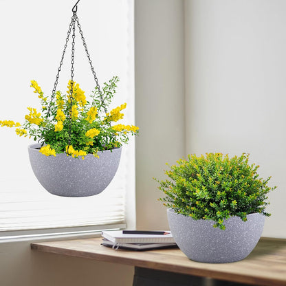 10 inch Hanging Planters for Indoor Outdoor Plants, 2 Pack Hanging Flower Pots with Drainage Holes