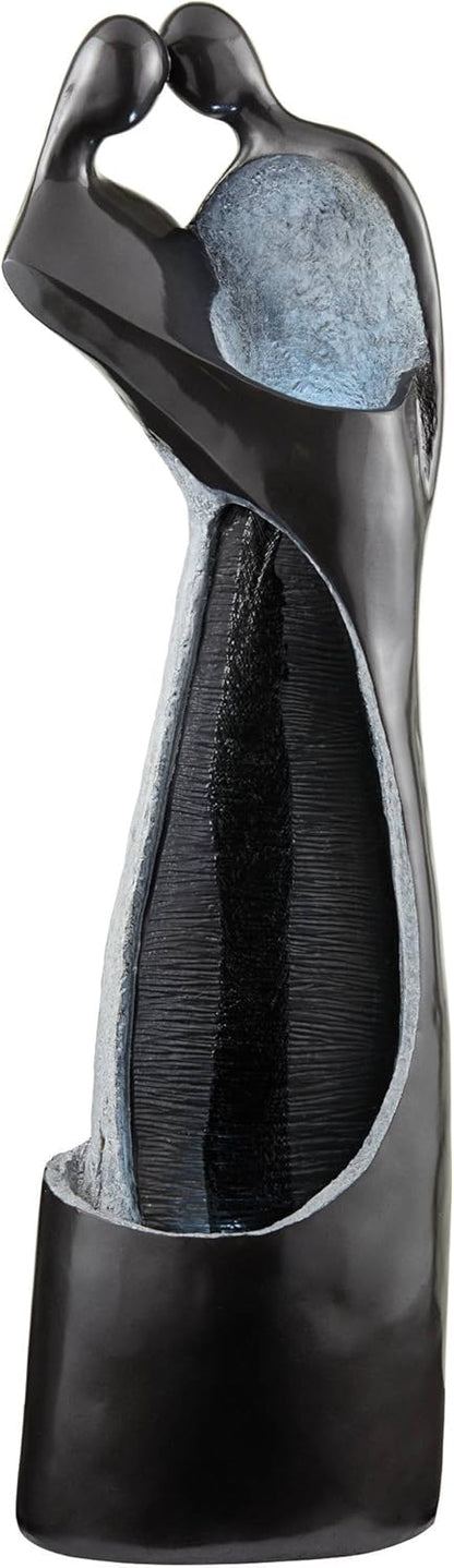 Modern Couple 47" High Large Indoor Outdoor Decor Black Resin Floor Fountain with Light LED Tall