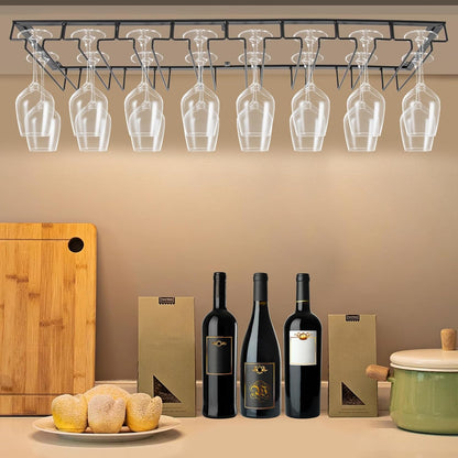 Wine Glass Rack Under Cabinet Stemware Wine Glass Holder Glasses Storage Hanger 8 Row Extreme Large