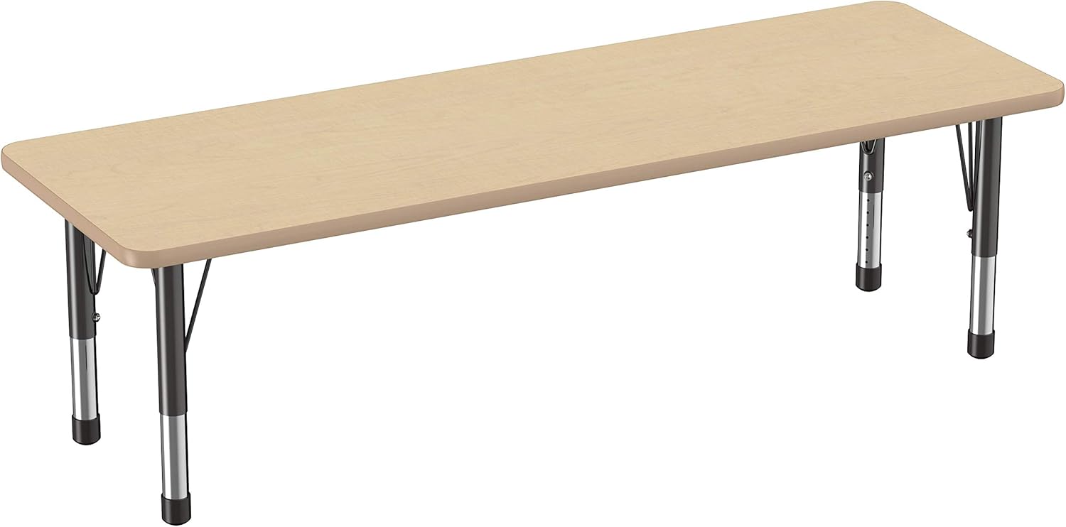 FDP Rectangle Activity School and Classroom Kids Table (24 x 72 inch), Chunky Toddler Legs