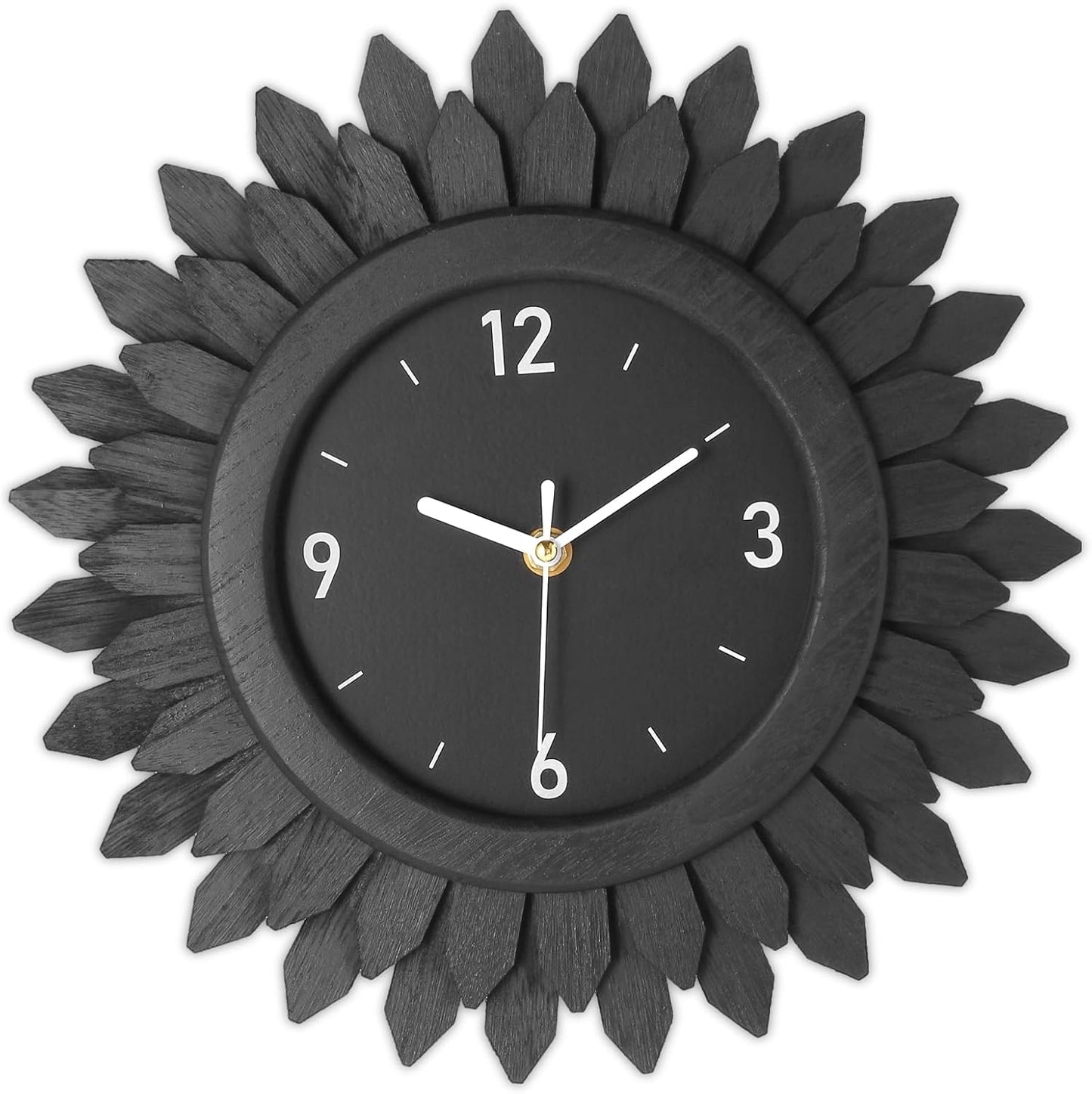 Honiway Wall Clock Battery Operated 12 Inch Rustic Wooden Boho Sunburst Decorative Wall Clock