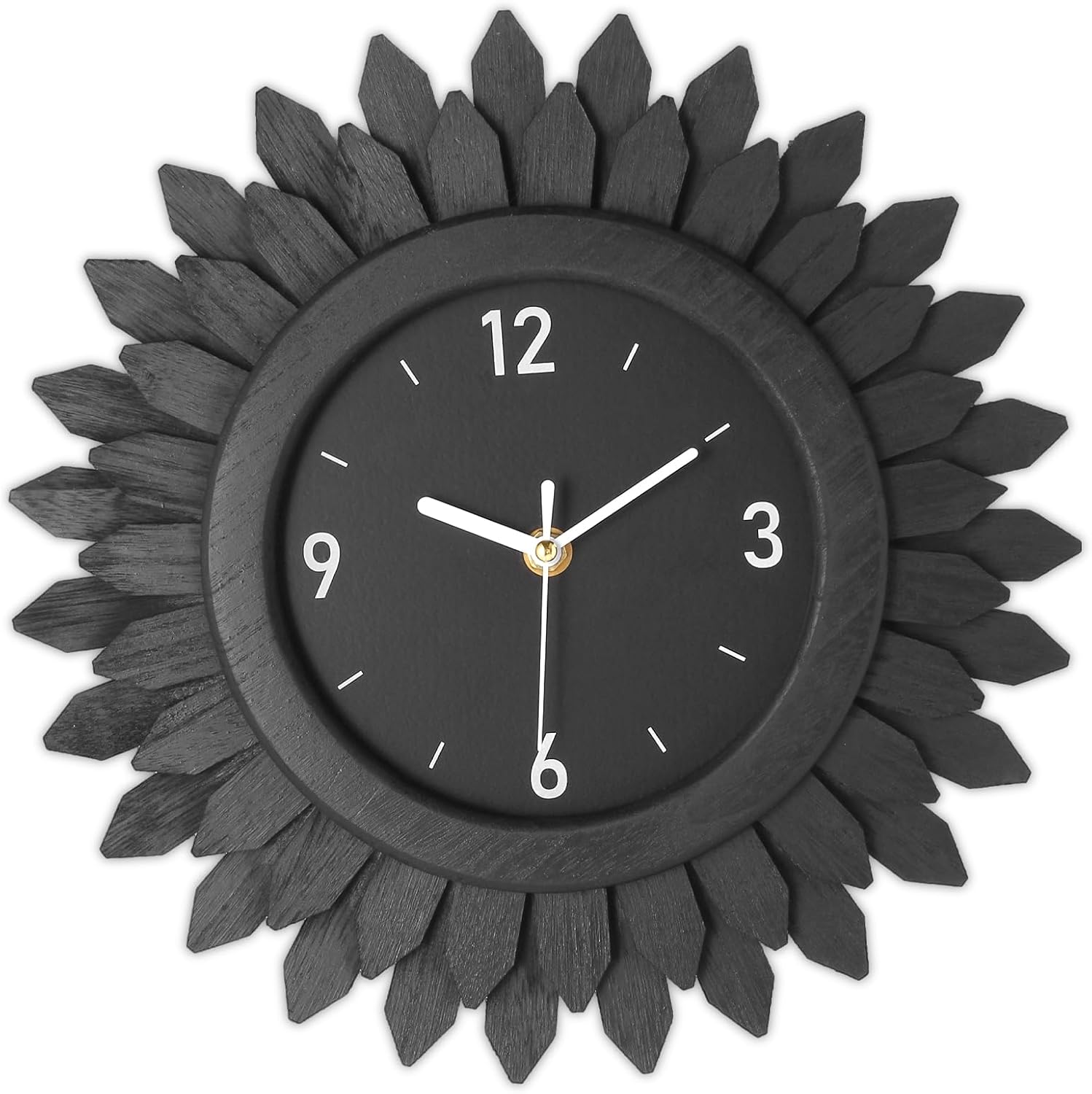 Honiway Wall Clock Battery Operated 12 Inch Rustic Wooden Boho Sunburst Decorative Wall Clock