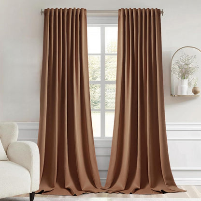 MIULEE Back Tab Blackout Curtains 120 Inch Long 2 Panels Set for Living Room Bedroom, Rod