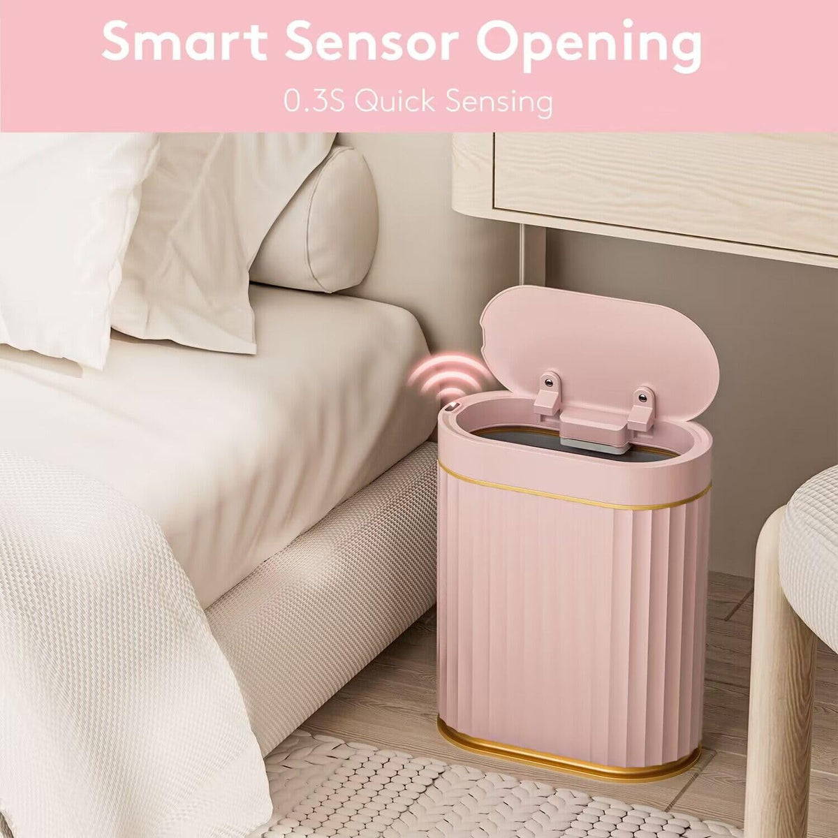 ELPHECO Sensor Trash Can 2 Gallon Waterproof Motion Sensor Trash Can, Automatic Bathroom Trash Bin