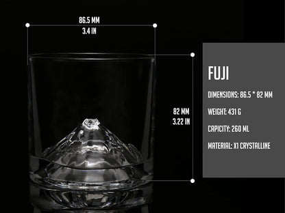 Mount Fuji Heavy Crystal Whiskey Glasses Gift Set of 2, Thick Freezable Bourbon Glass 1lb Each