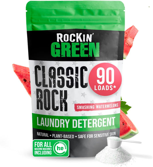 Rockin' Green Classic Rock Laundry Detergent (90 Loads), Plant based, All Natural Laundry Detergent