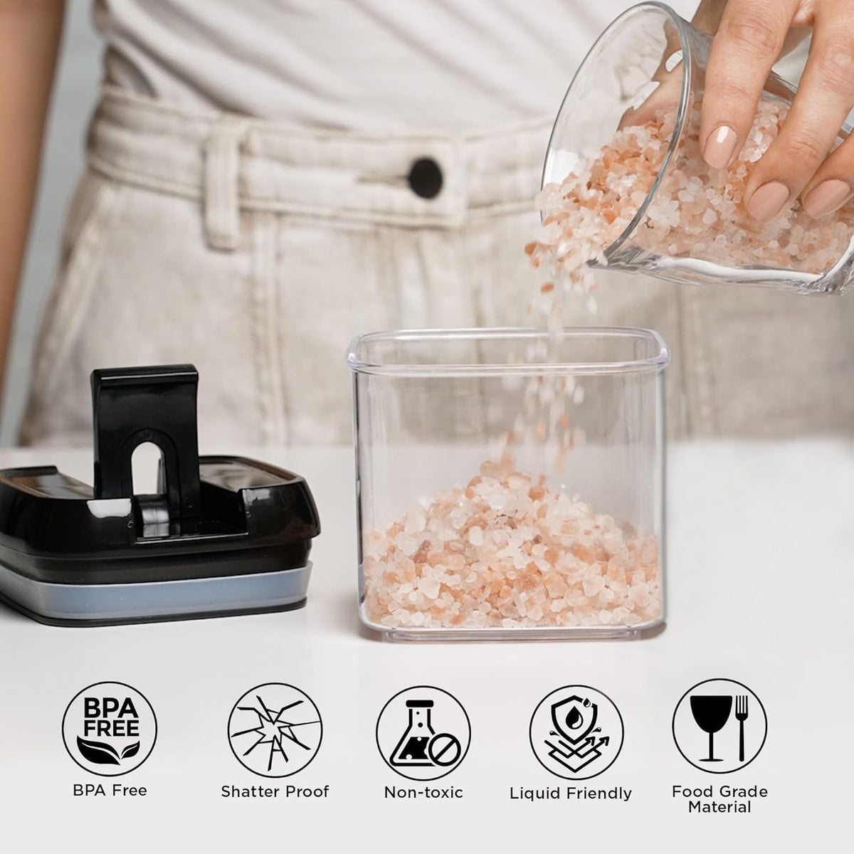 Shazo 9 PC Airtight Food Storage Containers - BPA Free Clear Plastic Snack & Spice Containers with