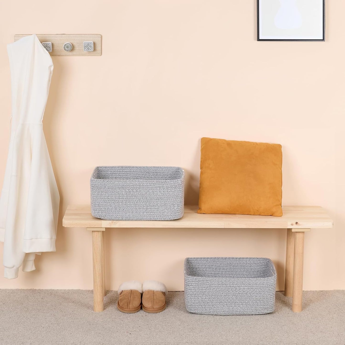 Large Storage Baskets for Shelves, Closet Organizers Bins for Clothes Blanket Towels, Baby Nursery