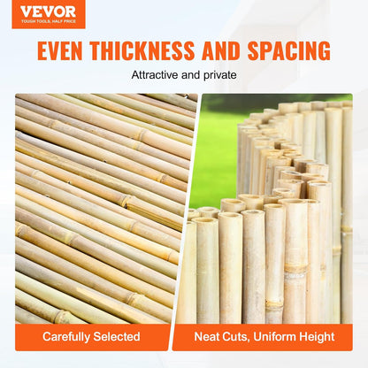 VEVOR Natural Rolled Bamboo Fence, Eco-Friendly Privacy Screen - 4 ft H x 6 ft L x 0.75 in D