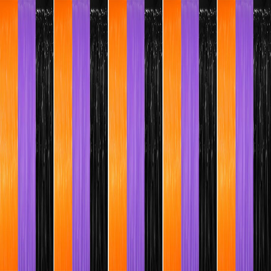 GOER 3.2 ft x 8.2 ft Metallic Tinsel Foil Fringe Party Backdrop for Halloween Birthday Graduation