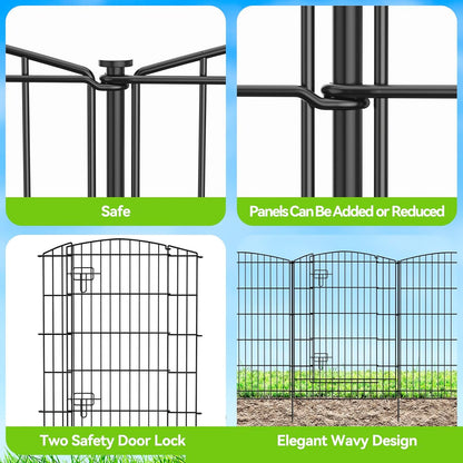 INJOPEXI Decorative Garden Fence 12 Panels 26ft (L)×36in (H) Garden Fences with 11 Panels + 1 Gate
