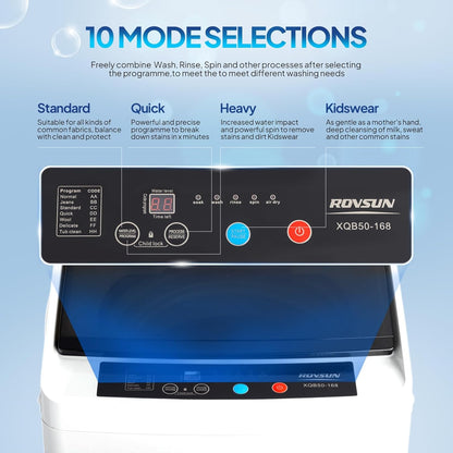 ROVSUN 17.8LBS Portable Washing Machine, Full-Automatic Electric Laundry Machine with Stainless