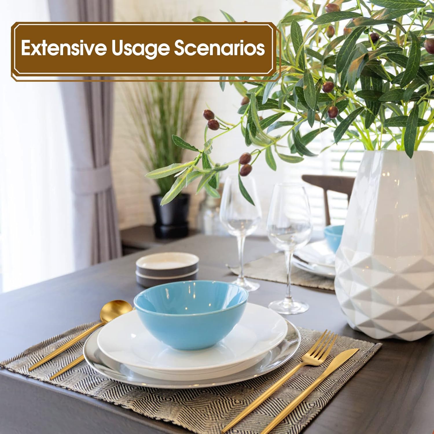 Matte Gold Silverware Set, 20-Piece Stainless Steel Flatware, Tableware Cutlery Service for 4