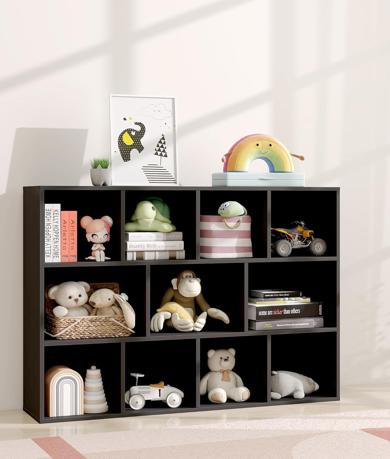 11 Cube Kids Toy Storage Organizer with Kids Shelf, Baby Bookshelf for Nursery, 3-Tier Children