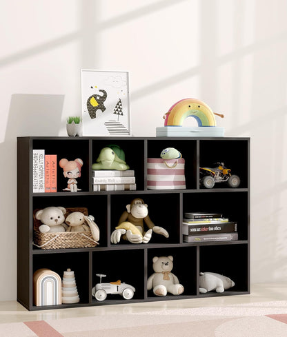 11 Cube Kids Toy Storage Organizer with Kids Shelf, Baby Bookshelf for Nursery, 3-Tier Children