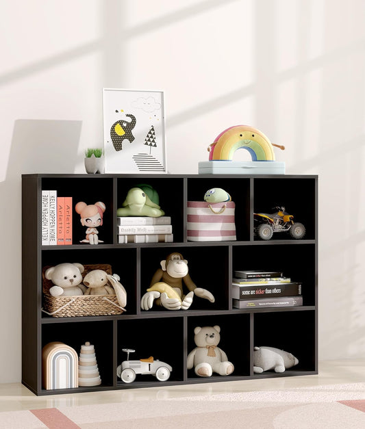 11 Cube Kids Toy Storage Organizer with Kids Shelf, Baby Bookshelf for Nursery, 3-Tier Children