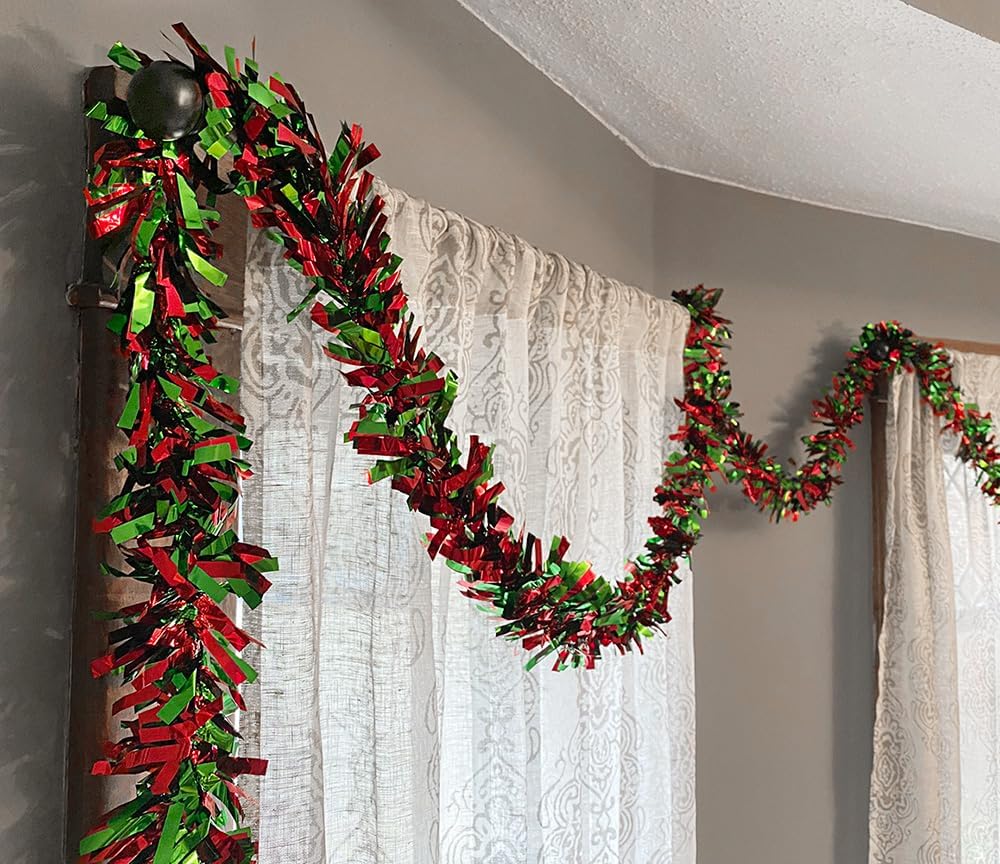 Anderson's Red & Green Metallic Tinsel Twist for Trailer Or Golf Cart, 4 inches Wide x 25 ft Long
