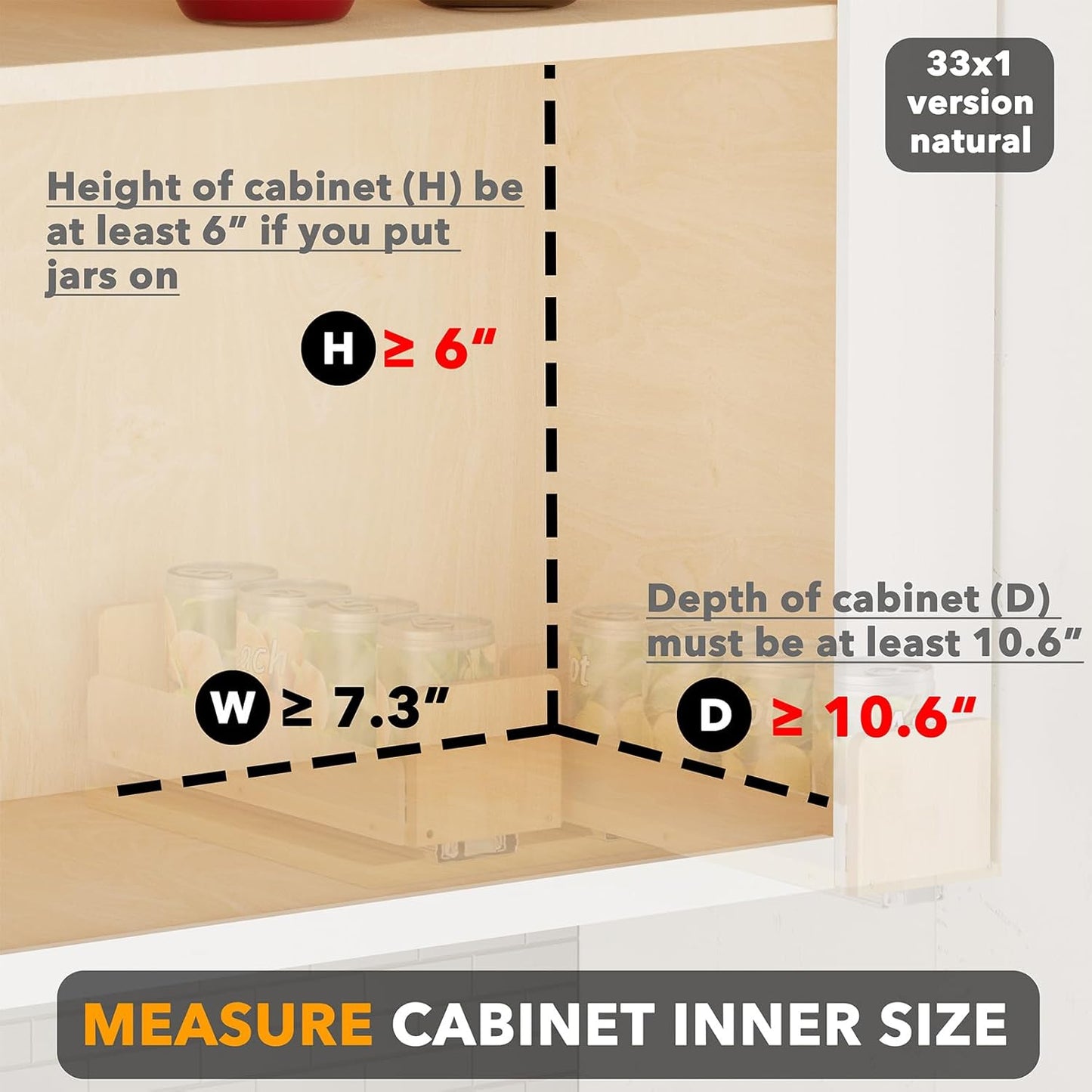 SpaceAid Bamboo Pull Out Spice Rack Organizer for Cabinet, Heavy Duty Slide Out Seasoning Kitchen