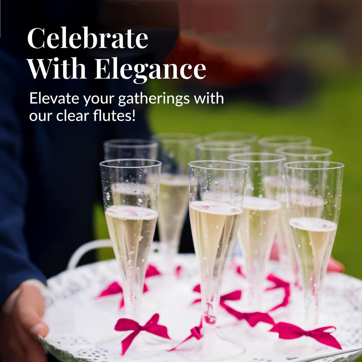 Prestee Set of 200 Plastic Champagne Flutes - Clear Champagne Glasses for Parties, Weddings, Events