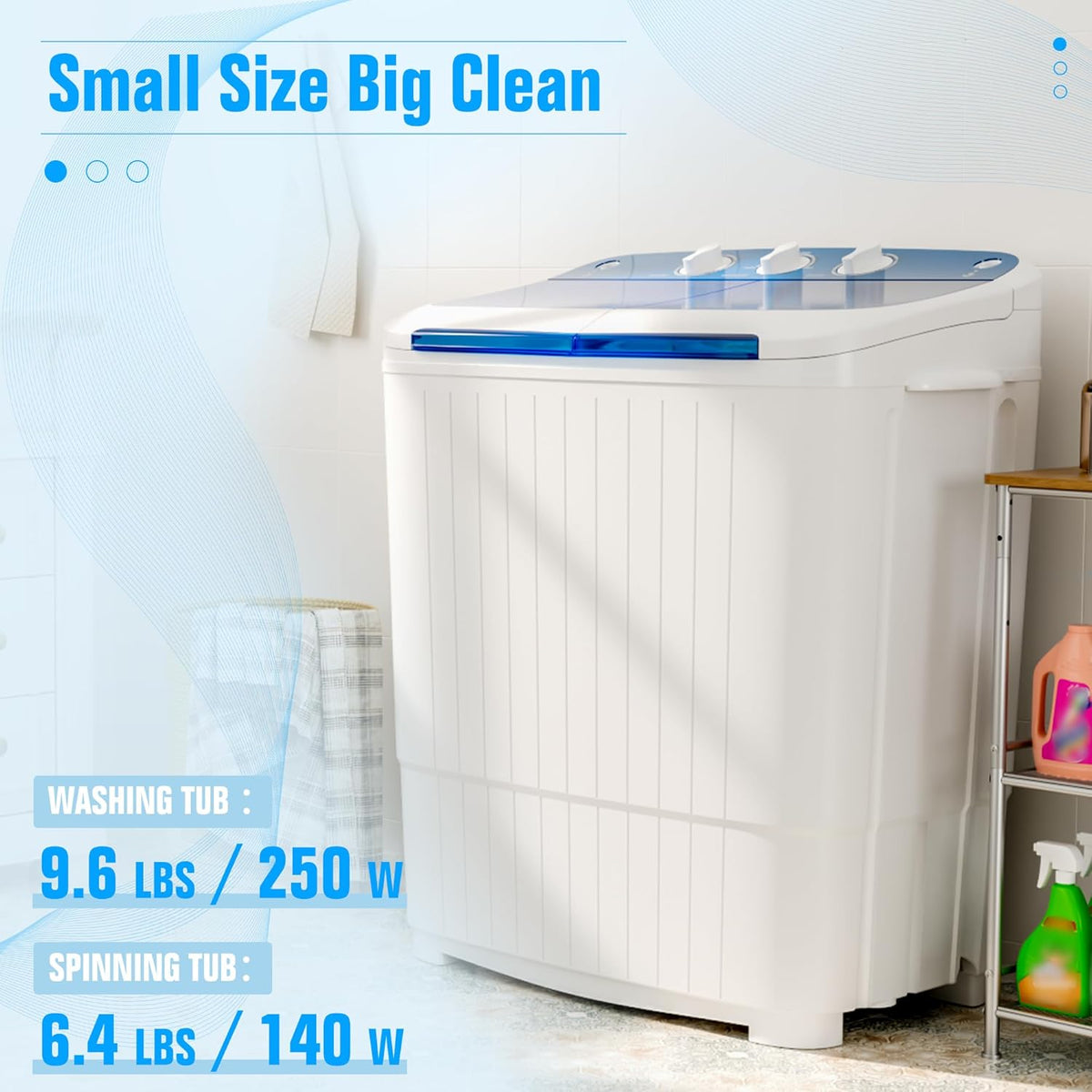 Pataku Portable Washing Machine, Compact Twin Tub Mini Washing Machine, 17.6 LBS Washer and Dryer