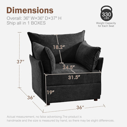 Oversized Accent Chair, Upholstered Modern Sofa Chair with Removable Backrest & Detachable Cover