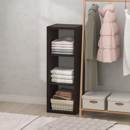 Furinno Cubic Extra Thick 3-Cube Closet Organizers and Storage, Dark Oak