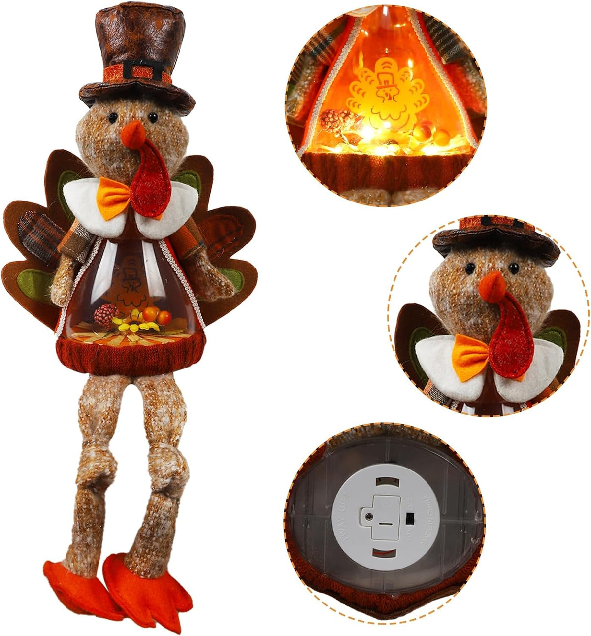 Lighted Christmas Doll, Plush Light Up Christmas Doll Toy Holiday Present, Battery Operated Xmas