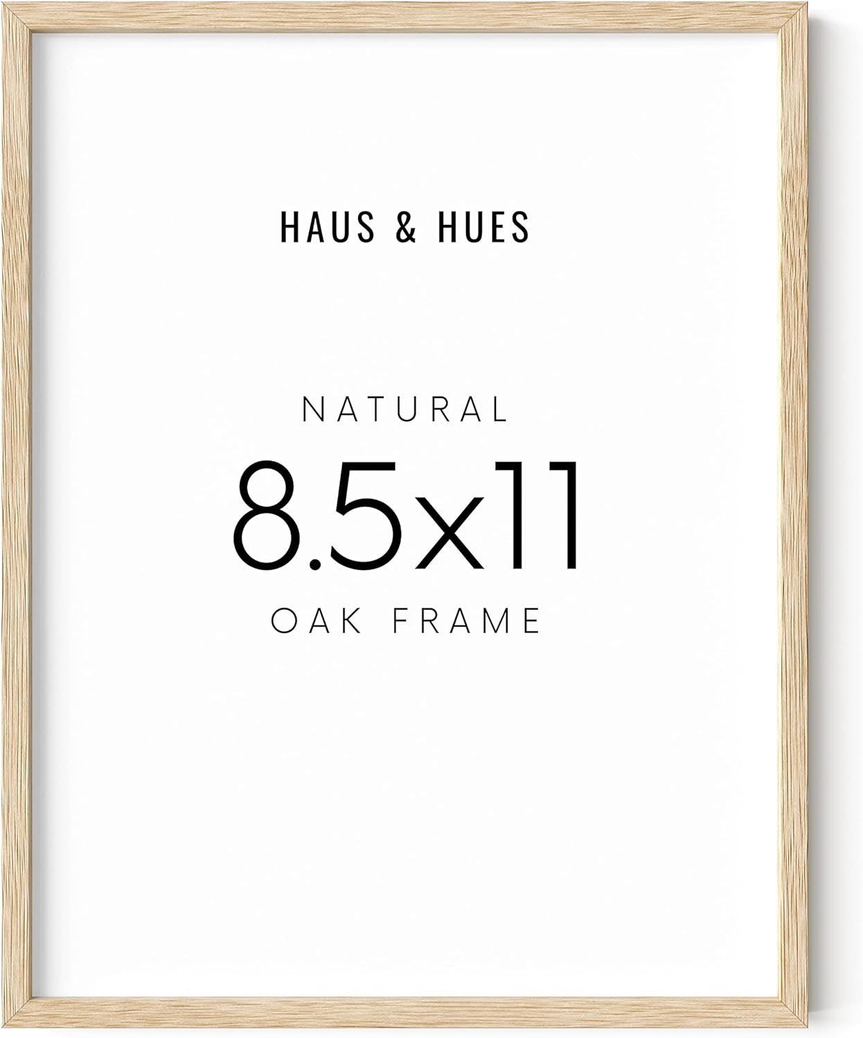 HAUS AND HUES Beige Oak Wood 8.5x11 Picture Frame - Modern Wood Wall Art Display - Lightweight