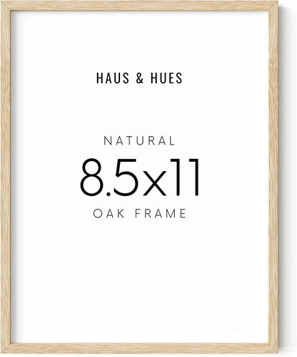 HAUS AND HUES Beige Oak Wood 8.5x11 Picture Frame - Modern Wood Wall Art Display - Lightweight