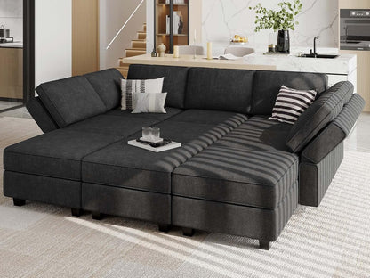Belffin Modular Sectional Sleeper Sofa Couch with Storage Ottoman Convertible Sectional Couches for