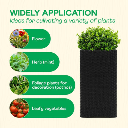IDZO All-Weather Wicker Planters, Set of 2, 24 in Tall Wicker Planters, Self-Watering with