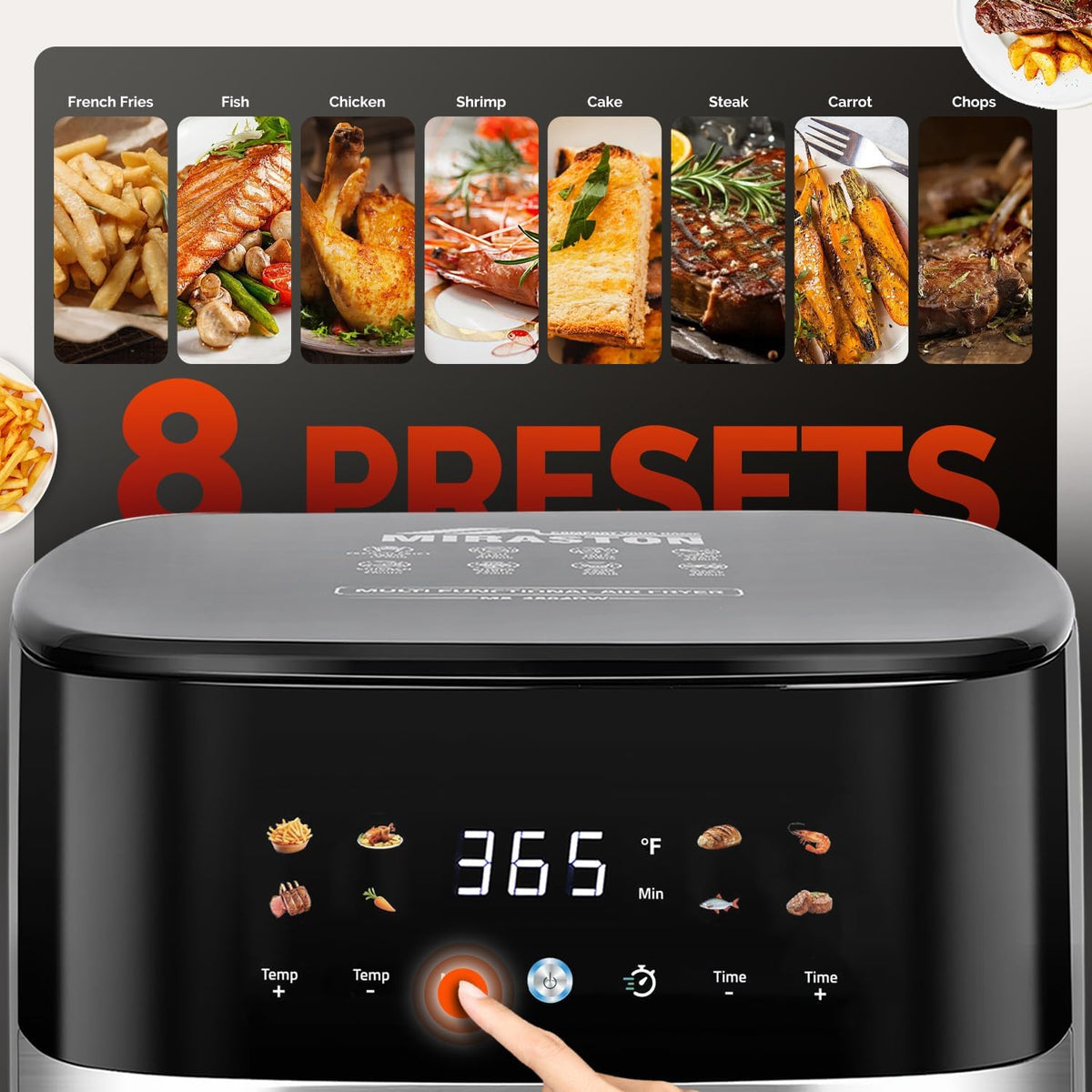 5.8QT Digital Air Fryer with Viewable Window, Adjust Temp & Timer, Air Frying, Reheat, Easy for