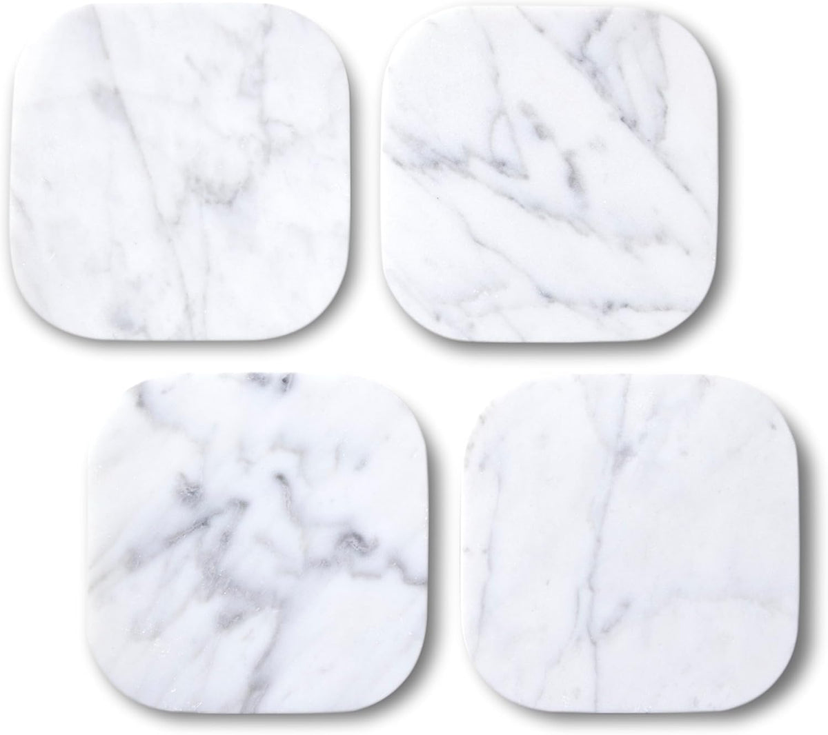 𝐋𝐮𝐱𝐮𝐫𝐲 𝐈𝐭𝐚𝐥𝐢𝐚𝐧 100% Marble Tile Coasters – Set of 4 – Square Modern Bar Coasters for