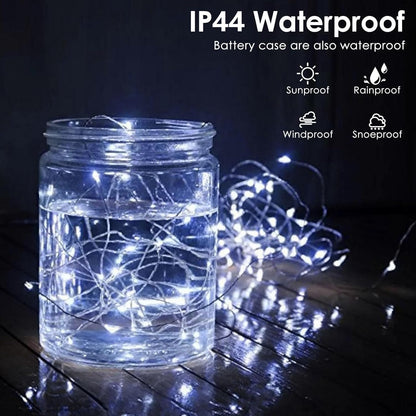 2-Pack Fairy Lights Battery Operated with Remote, Waterproof 66FT 200 LED Battery String Lights