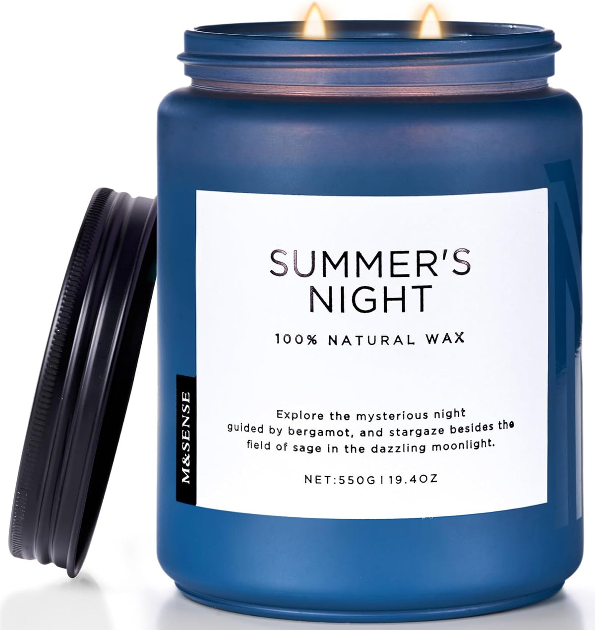 M&SENSE Summer's Night Soy Candle, Large 2 Wick, 19.4oz Up to 110 Hours Burn Time, Natural Scented