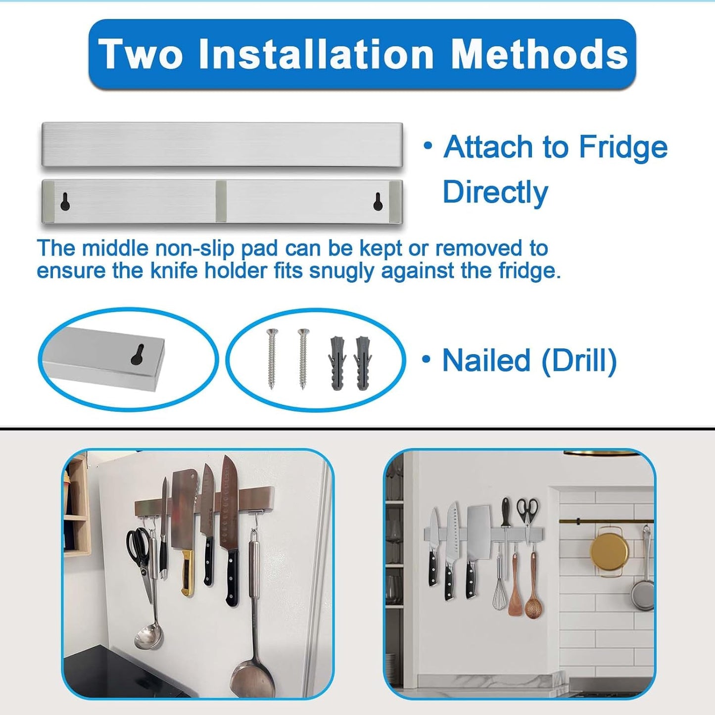 14 Inch Magnetic Knife Holder for Refrigerator - Knife Magnetic Strip for Fridge with Magnetic