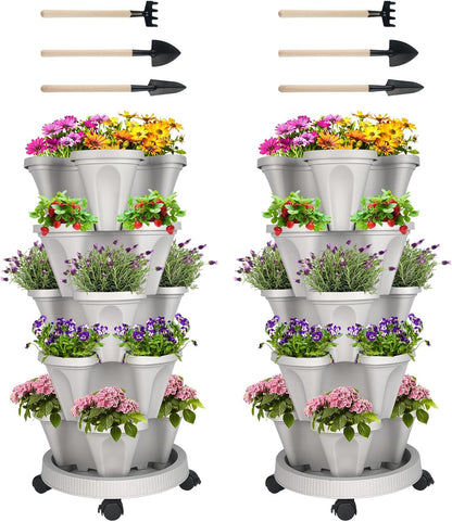 Vertical Planter 5 Tier Stackable Planters Garden Planters Strawberry Herb Flower and Vegetable