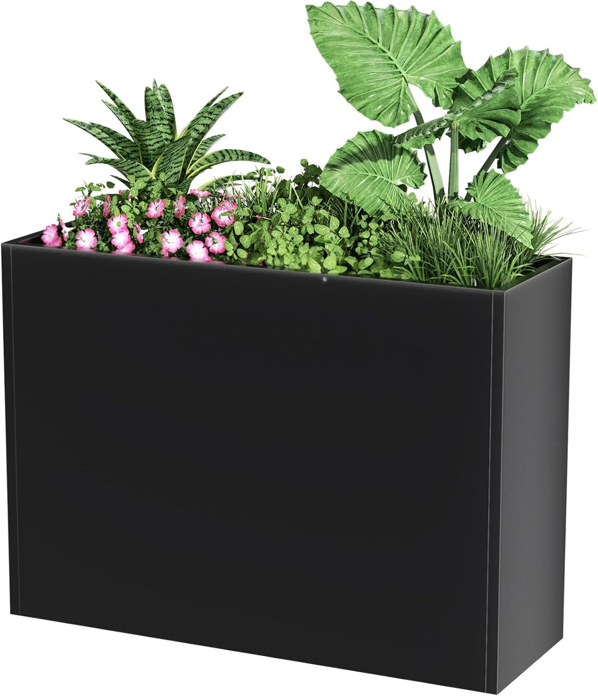 Tall Metal Cube Planter for Outdoor Plants 30" L x 12" W x 24" H, Heavy Duty Steel Large Planter