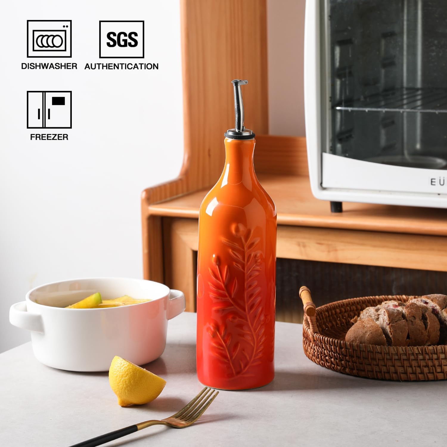 Sweejar Large Olive Oil Dispenser Bottle with Spout, 24 Oz Ceramic Oil Dispenser for Kitchen