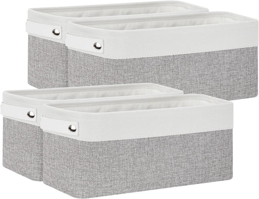 Bidtakay Small Bins for Organization Fabric Baskets for Toilet Paper Storage [4-Pack] Collapsible