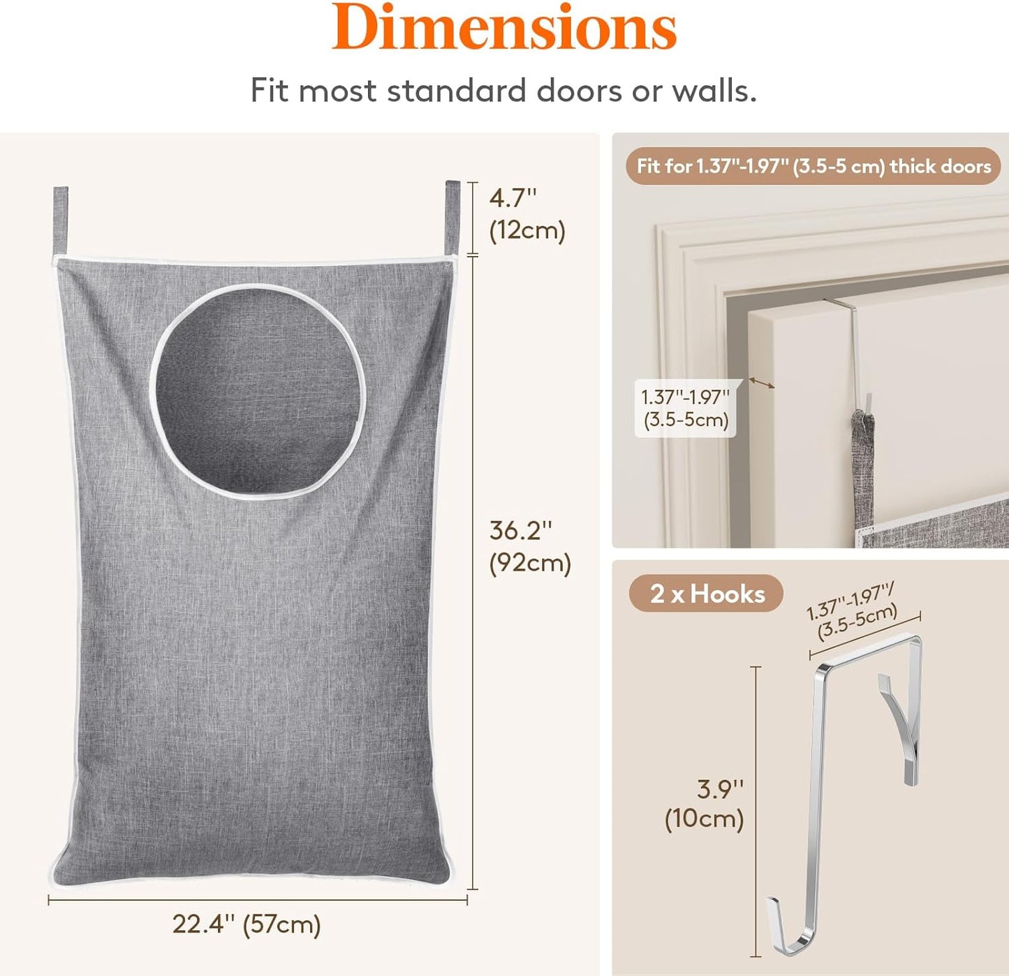Lifewit 2 Pack Over Door Laundry Hamper, Large Collapsible Hanging Laundry Hamper, Hanging Laundry