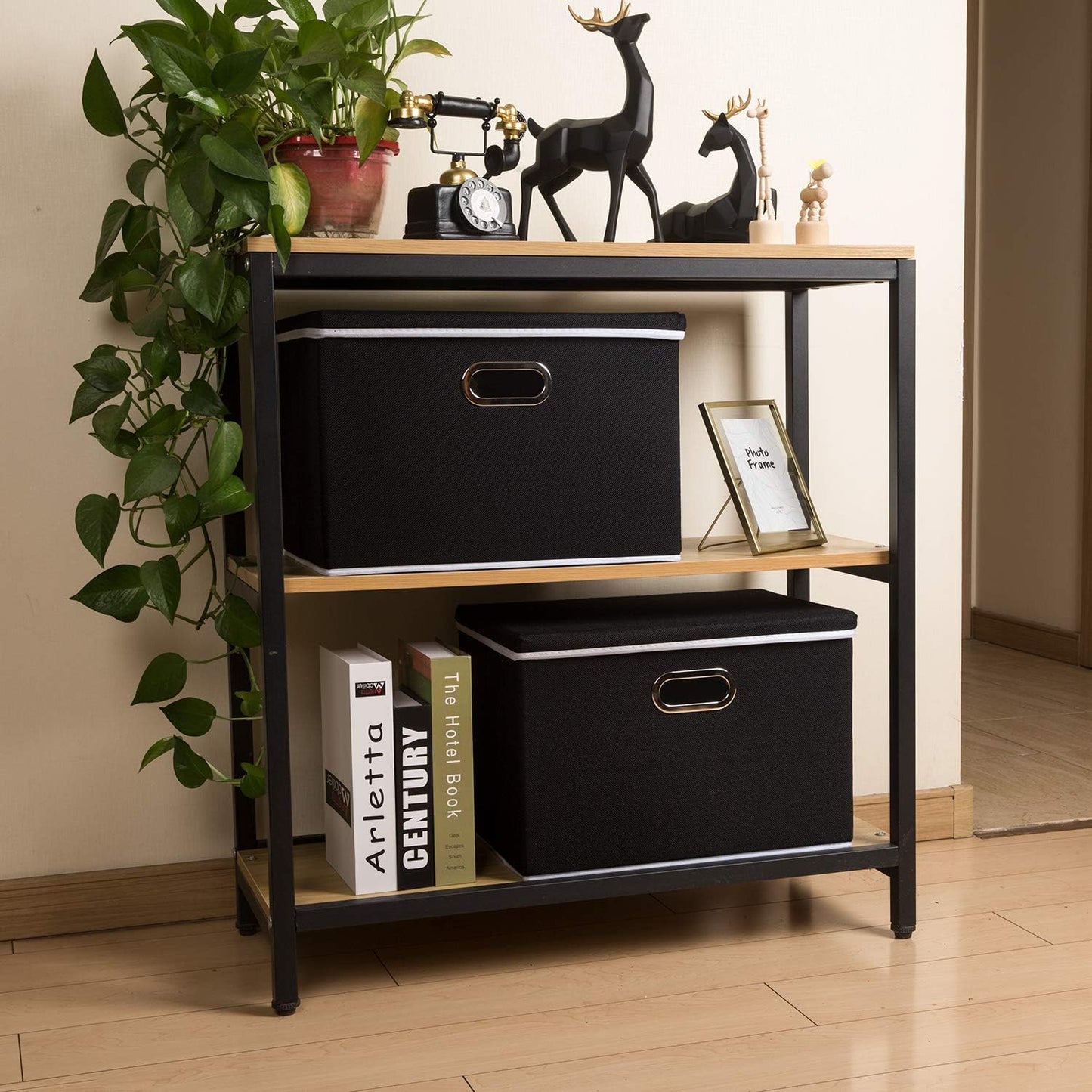 PRANDOM Large Foldable Storage Box with Lid [1-Pack] Fabric Collapsible Storage Bin Organizer